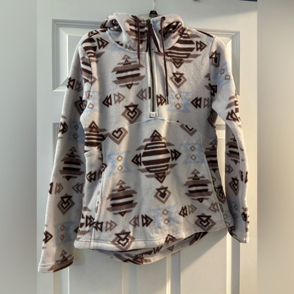 Avalanche Fleece Half Zip Brown and Blue‎ Patterned Hoodie